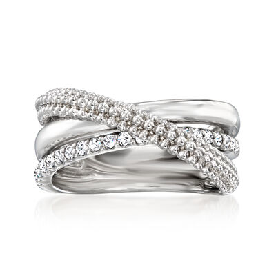 Gabriel Designs .30 ct. t.w. White Sapphire Crisscross Ring in Sterling Silver