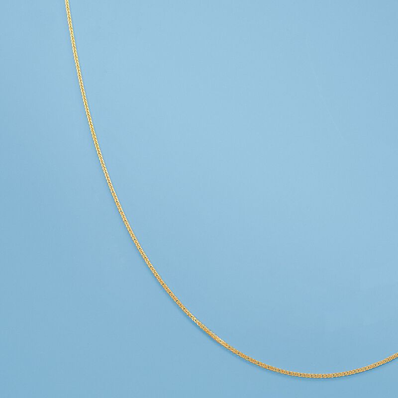 Italian 1.3mm 18kt Yellow Gold Adjustable Slider Diamond-Cut Wheat Chain Necklace image number 3