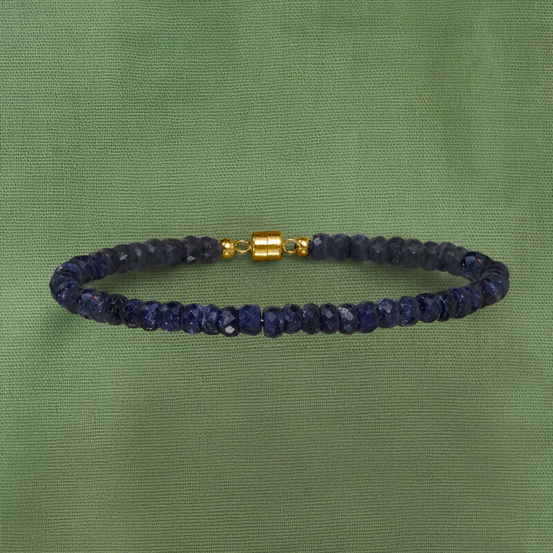 30.00 ct. t.w. Sapphire Bead Bracelet with 14kt Yellow Gold Magnetic Clasp image number 3