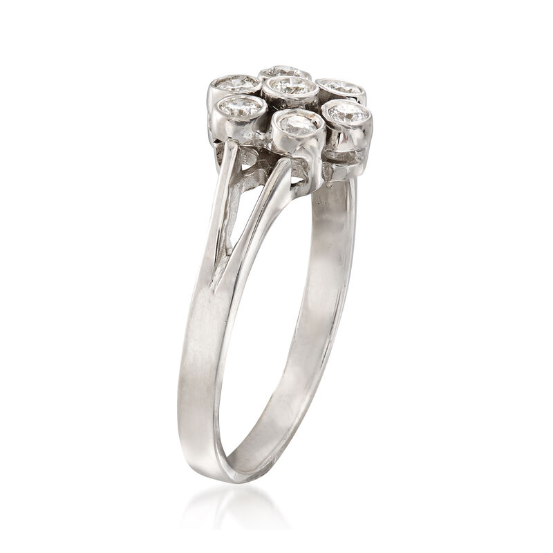C. 1980 Vintage .35 ct. t.w. Diamond Floral Ring in 14kt White Gold. Size 7.5 image number 2