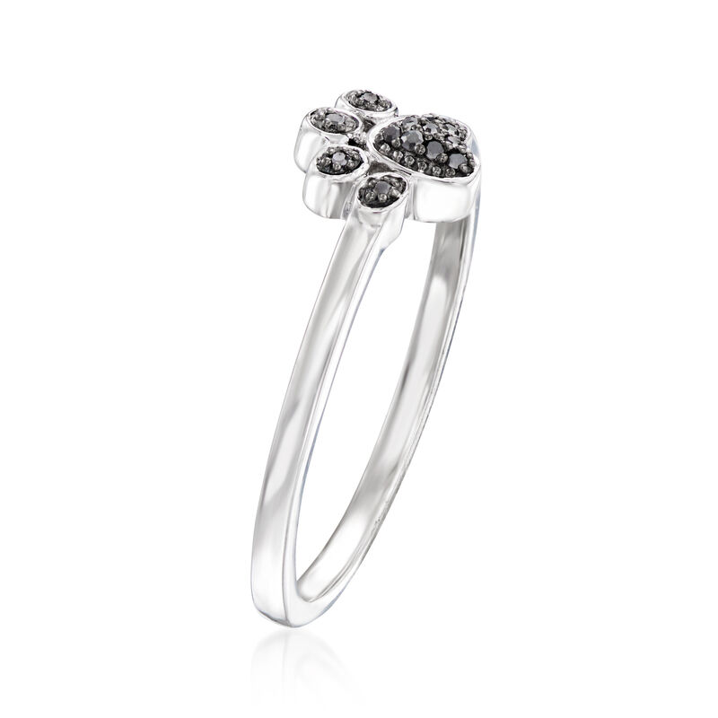 Black Diamond Paw Print Ring in Sterling Silver image number 2