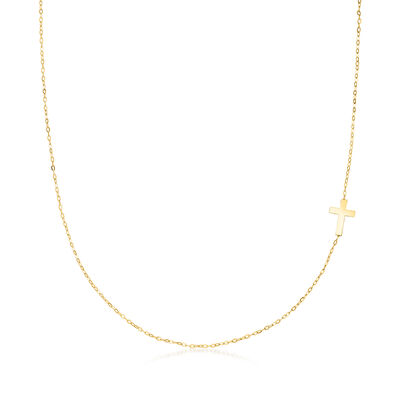 Italian 10kt Yellow Gold Single Cross Station Necklace