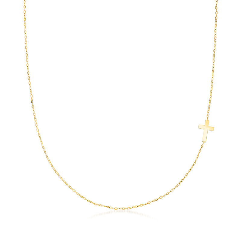 Italian 10kt Yellow Gold Single Cross Station Necklace image number 0