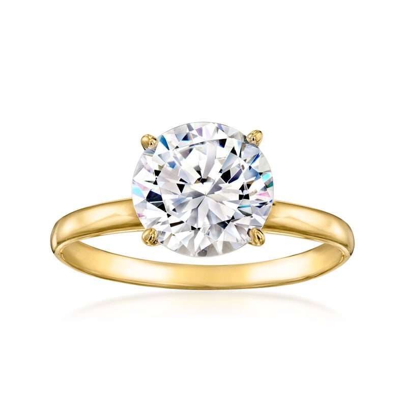 C. 2000 Vintage 2.50 Carat CZ Solitaire Ring in 14kt Yellow Gold. Size 7 image number 0