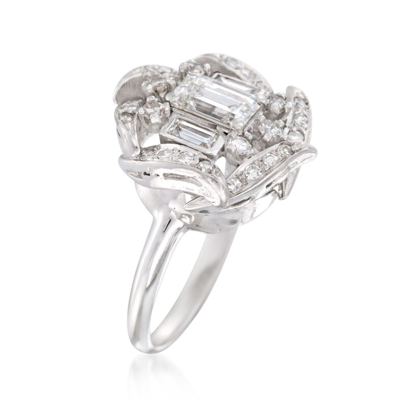 C. 1990 Vintage 1.15 ct. t.w. Multi-Cut Diamond Ring in 14kt White Gold image number 2