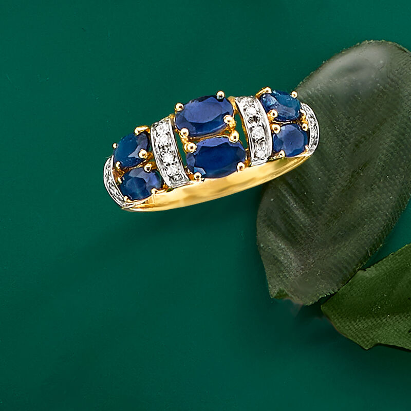 2.80 ct. t.w. Sapphire Ring with Diamonds in 14kt Yellow Gold image number 4