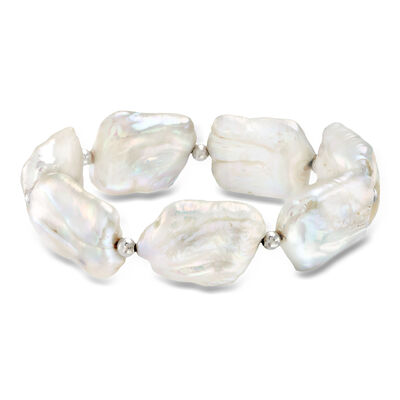 17-20mm Cultured Baroque Pearl Stretch Bracelet with Sterling Silver