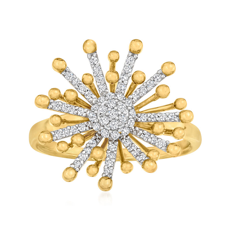 .25 ct. t.w. Diamond Starburst Ring in 18kt Gold Over Sterling image number 0