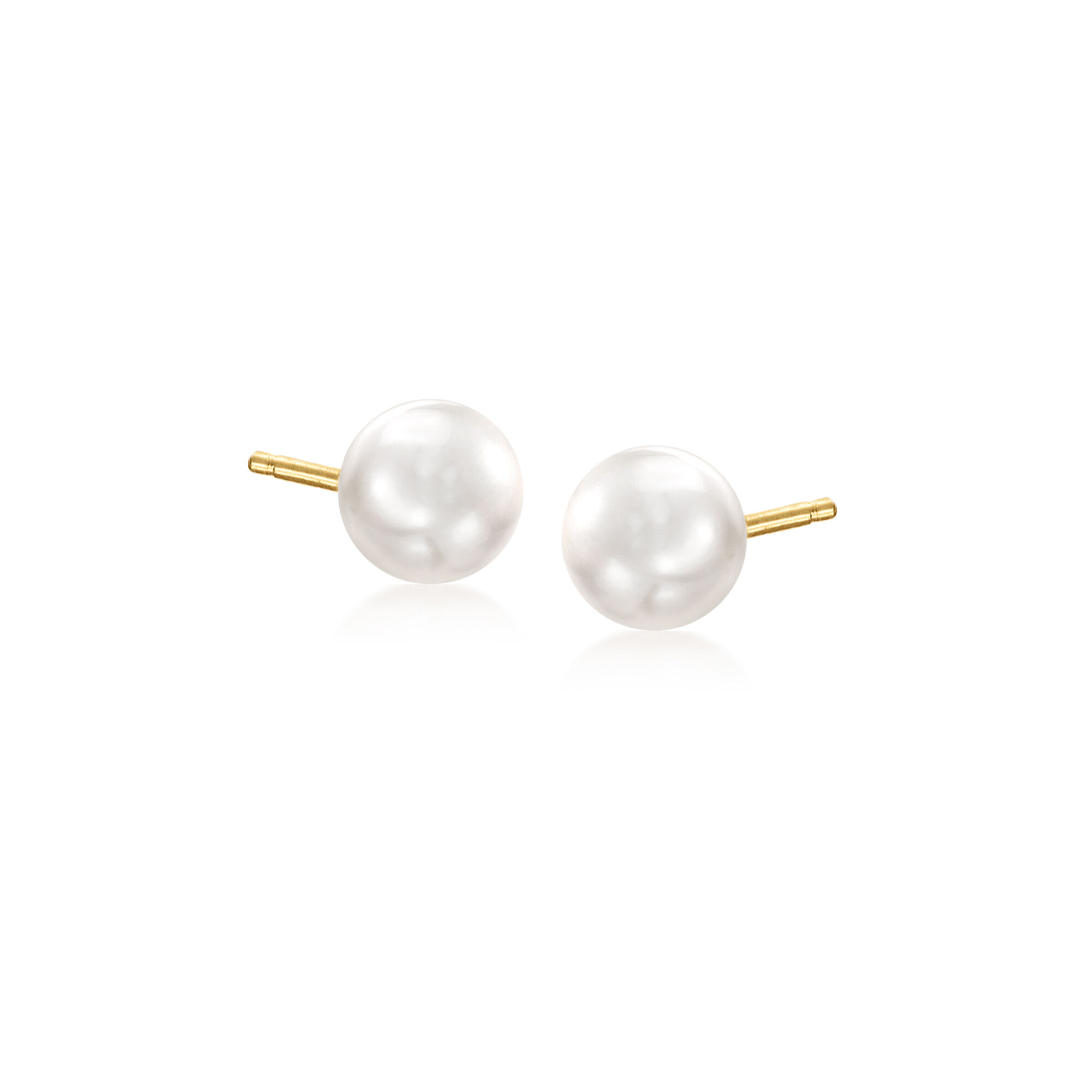 6-7mm Cultured Button Pearl Stud Earrings in 14kt Yellow Gold
