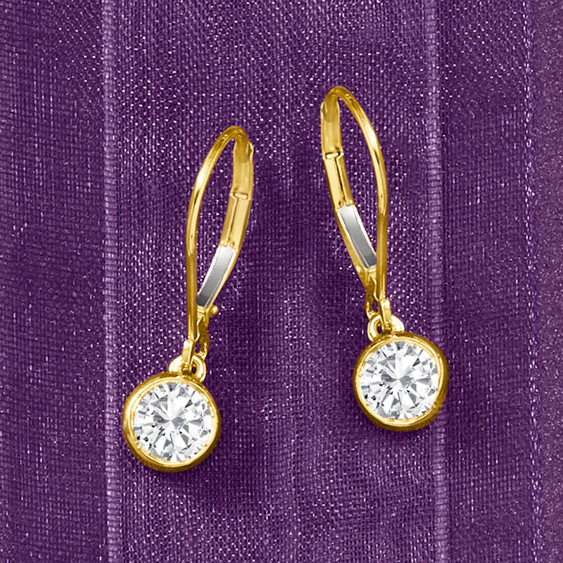 1.00 ct. t.w. Bezel-Set Diamond Drop Earrings in 14kt Yellow Gold image number 3