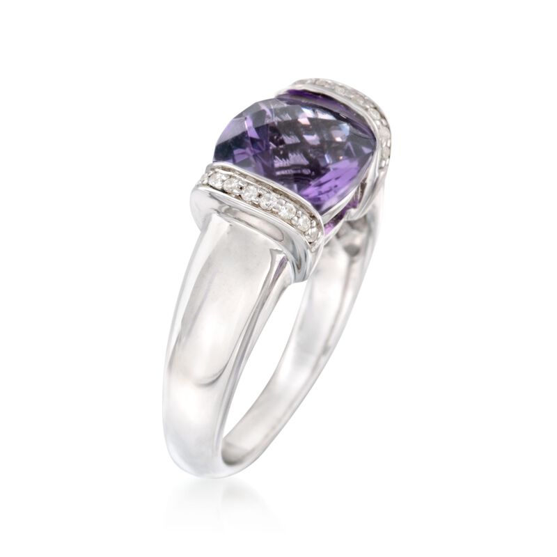 2.80 Carat Amethyst and .10 ct. t.w. CZ Ring in Sterling Silver image number 2
