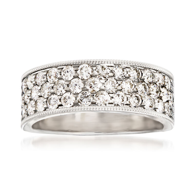 1.25 ct. t.w. Diamond Three-Row Wedding Band in 14kt White Gold image number 0