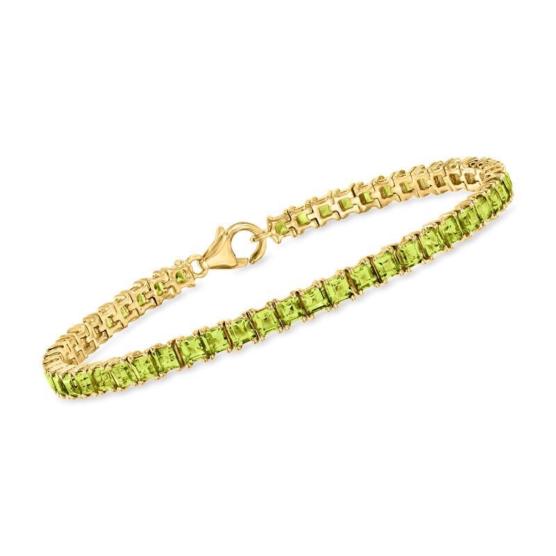 8.00 ct. t.w. Square Peridot Tennis Bracelet in 18kt Gold Over Sterling image number 0