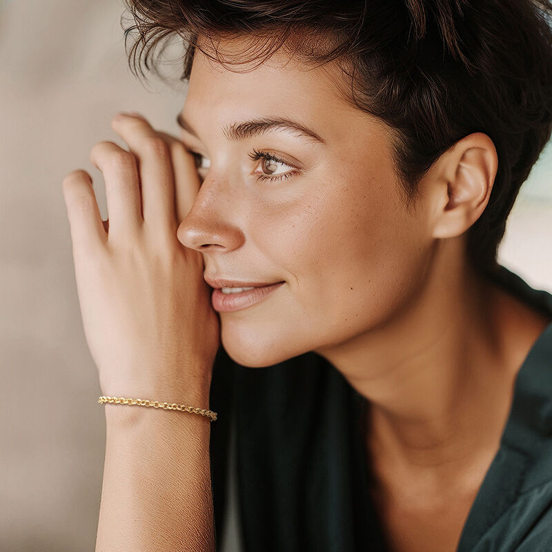 4mm 10kt Yellow Gold Rolo-Link Bracelet. 8&quot; image number 1