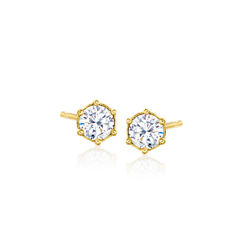 Italian 1.40 ct. t.w. CZ Jewelry Set: Three Pairs of Earrings in 18kt Gold Over Sterling. 3/8-5/8&quot; image number 7