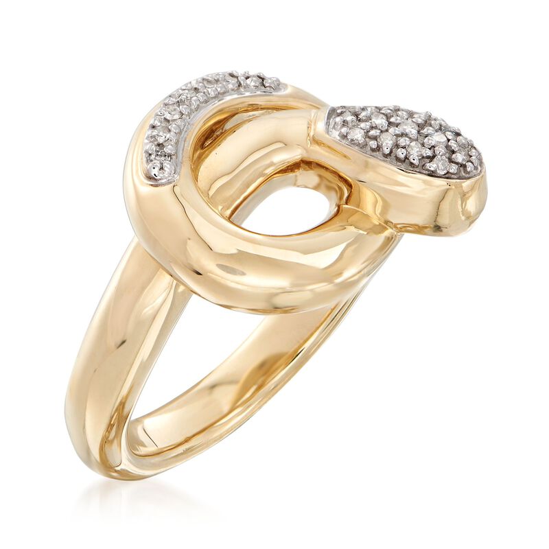 14kt Yellow Gold Snake Ring with Diamond Accents image number 2