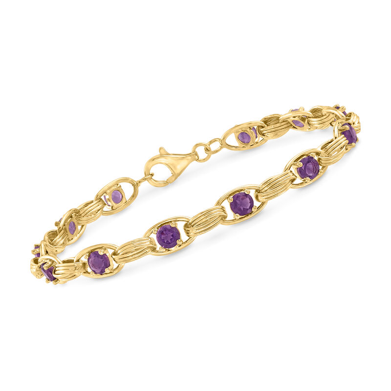 3.00 ct. t.w. Amethyst Oval-Link Bracelet in 14kt Yellow Gold image number 0