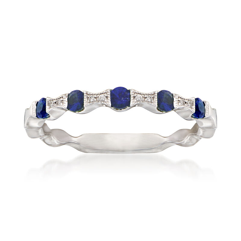 .20 ct. t.w. Sapphire Stackable Ring with Diamond Accents in 14kt White Gold image number 0