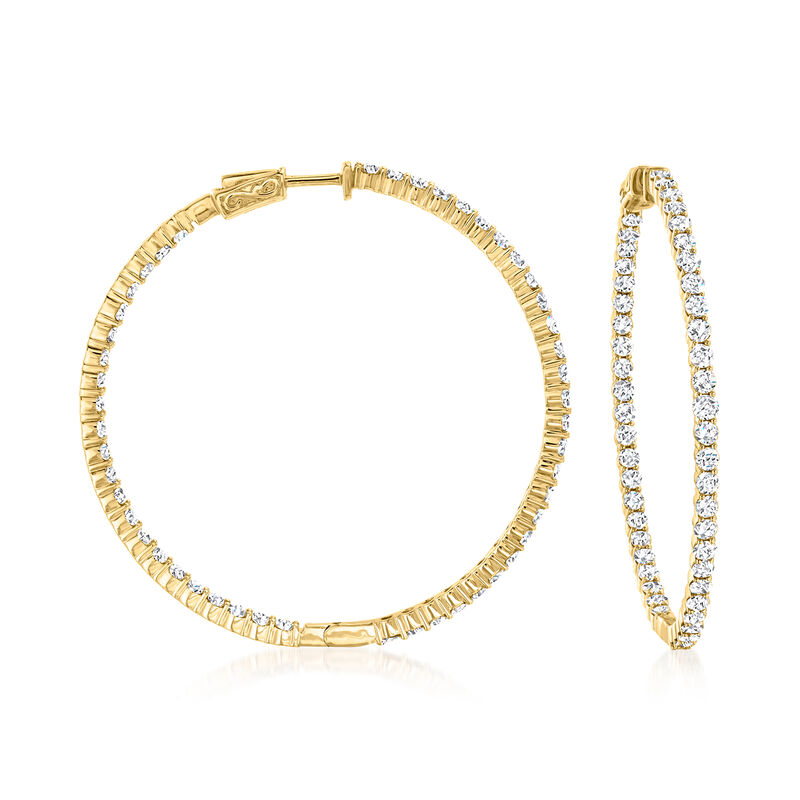 6.50 ct. t.w. Diamond Inside-Outside Hoop Earrings in 14kt Yellow Gold image number 0