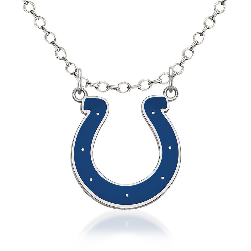 Sterling Silver NFL Indianapolis Colts Enamel Necklace. 18" image number 0