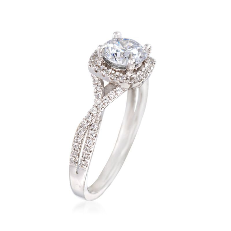 Simon G. .30 ct. t.w. Diamond Twisted Halo Engagement Ring Setting in 18kt White Gold. Size 7 image number 2