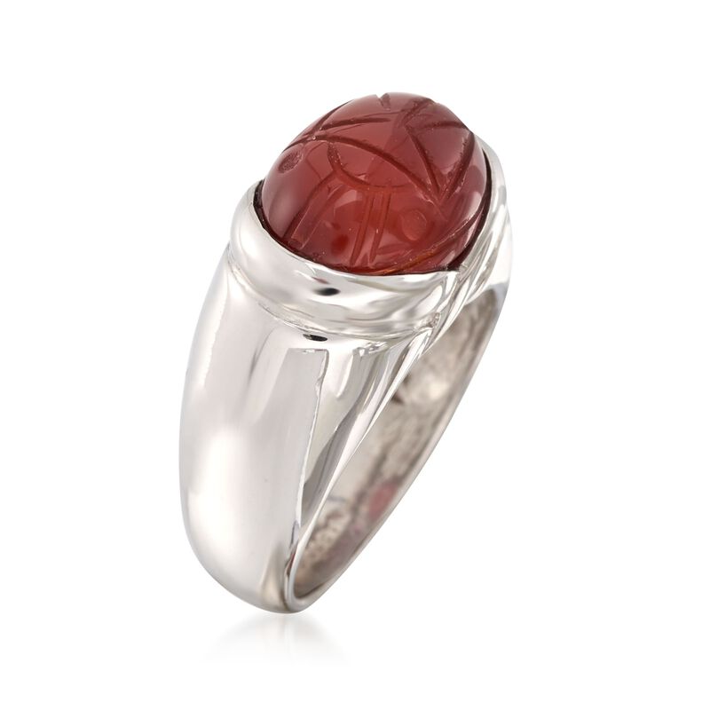Orange Onyx Scarab Ring in Sterling Silver image number 2
