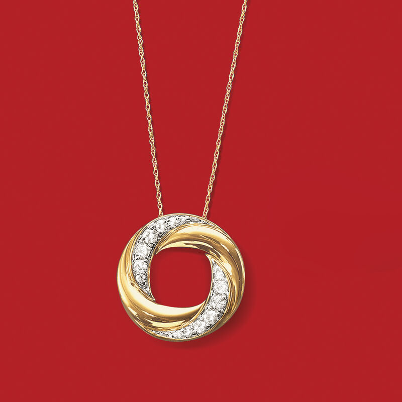 .50 ct. t.w. Diamond Twisted Circle Necklace in 14kt Yellow Gold. 18&quot; image number 3