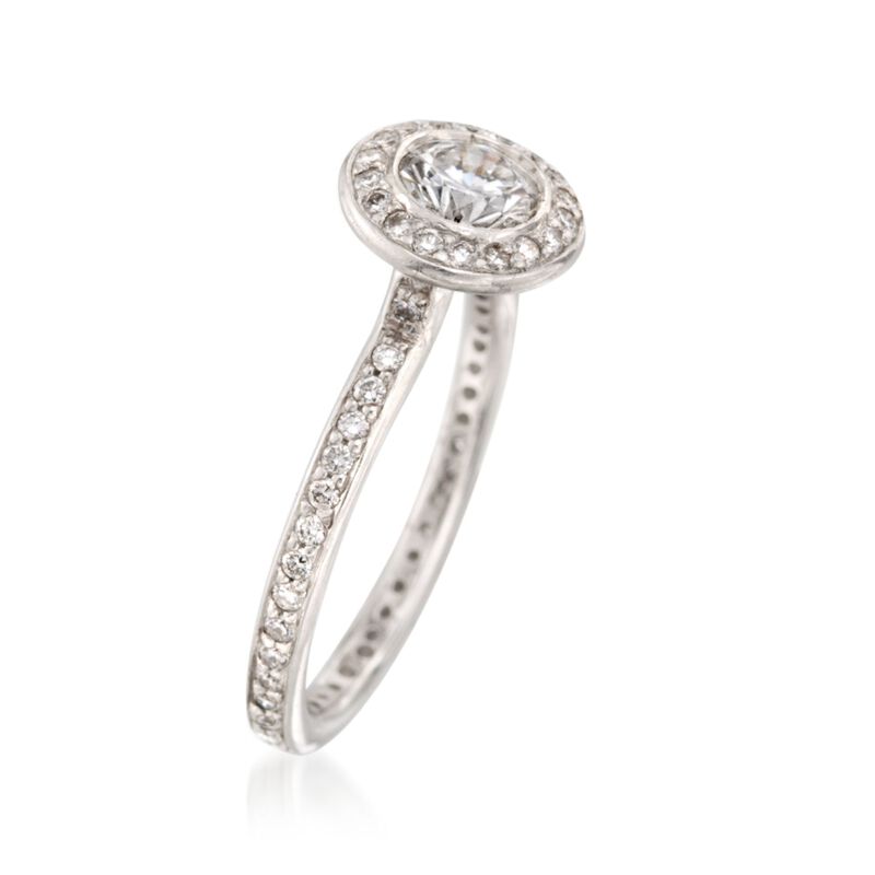 C. 2000 Vintage .75 ct. t.w. Diamond Halo Ring in Platinum. Size 4.5 image number 2