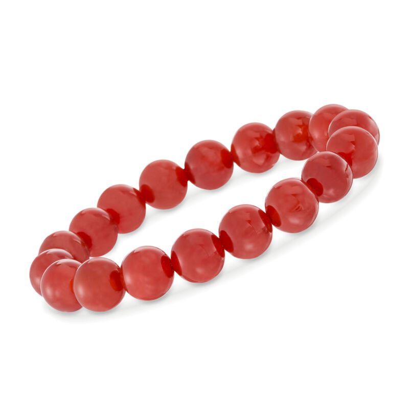 10mm Carnelian Jewelry Set: Beaded Necklace, Bracelet and Earrings in Sterling Silver. 18&quot; image number 4