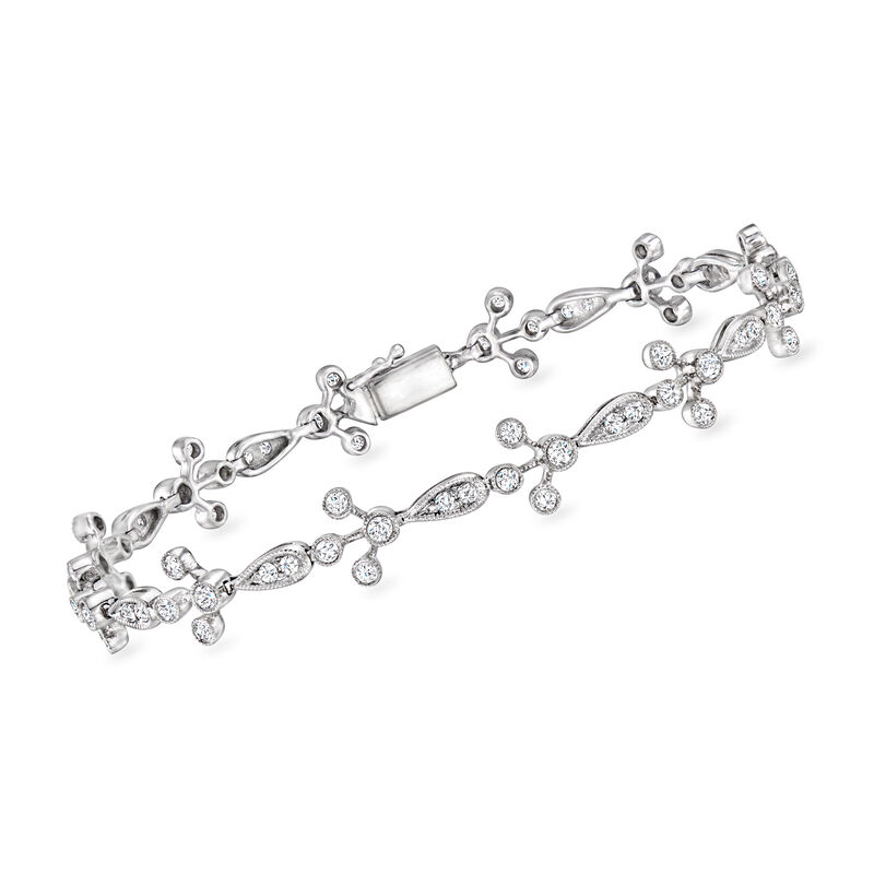 C. 1990 Vintage 1.60 ct. t.w. Diamond Link Bracelet in 18kt White Gold. 7&quot; image number 0