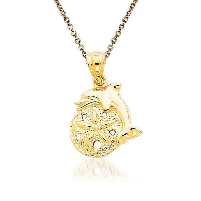 14kt Yellow Gold Sand Dollar Pendant Necklace image number 0