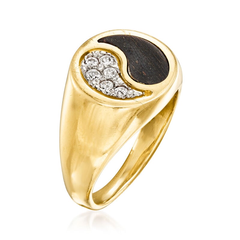 C. 1980 Vintage .10 ct. t.w. Diamond Yin-Yang Ring in 14kt Yellow Gold image number 2