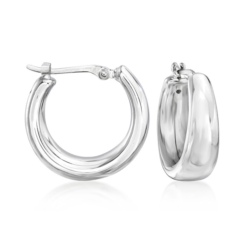 14kt White Gold Hoop Earrings. 5/8&quot; image number 0