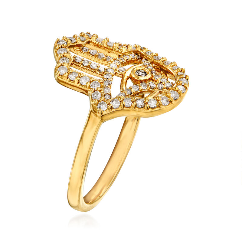 .37 ct. t.w. Diamond Hamsa Ring in 18kt Gold Over Sterling image number 2