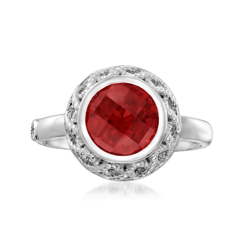 Andrea Candela "Rioja" 2.10 Carat Round Garnet Ring in Sterling Silver image number 0