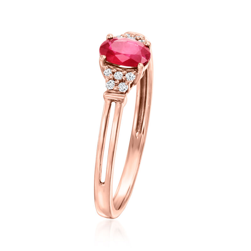 .40 Carat Ruby Ring with Diamonds in 14kt Rose Gold image number 2