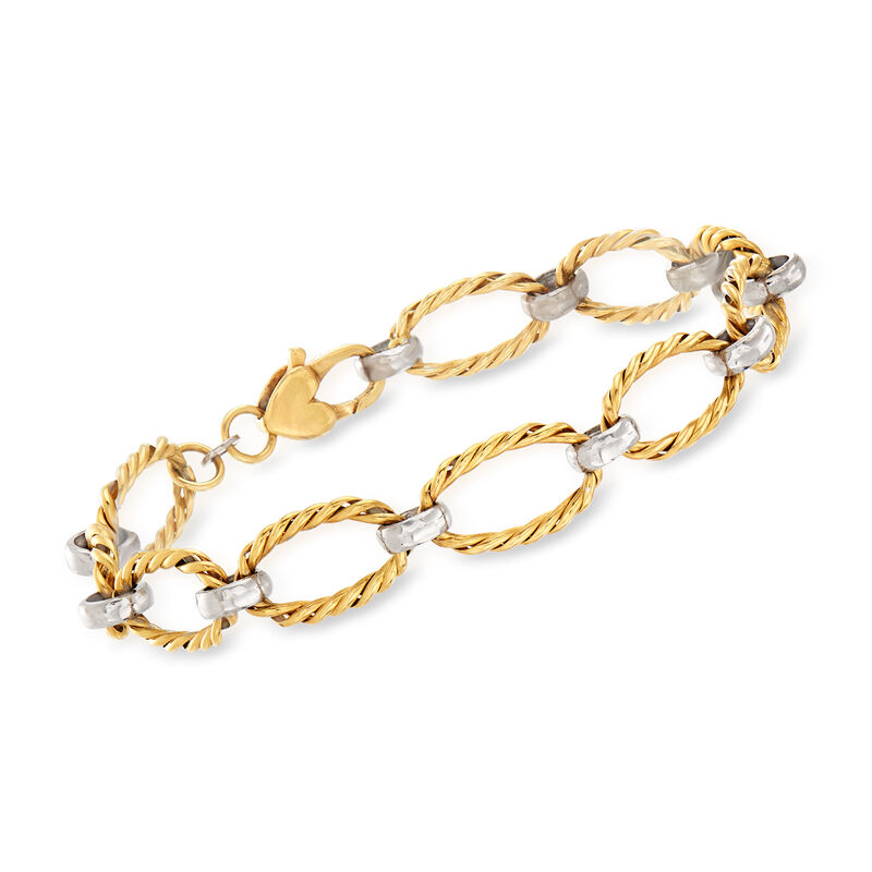 C. 1990 Vintage 14kt Two-Tone Gold Link Bracelet image number 0