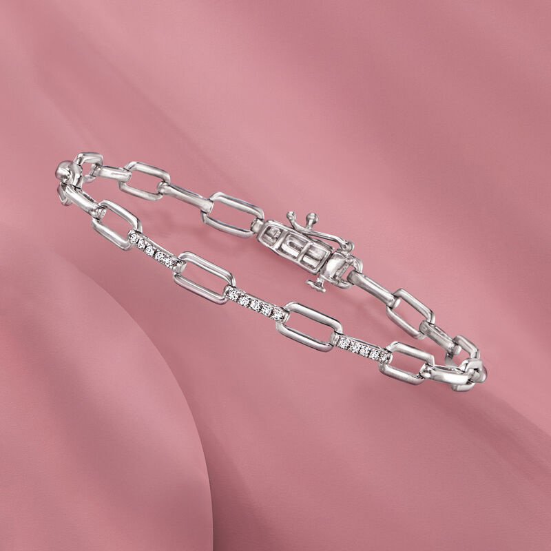 .15 ct. t.w. Diamond Paper Clip Link Bracelet in Sterling Silver image number 4