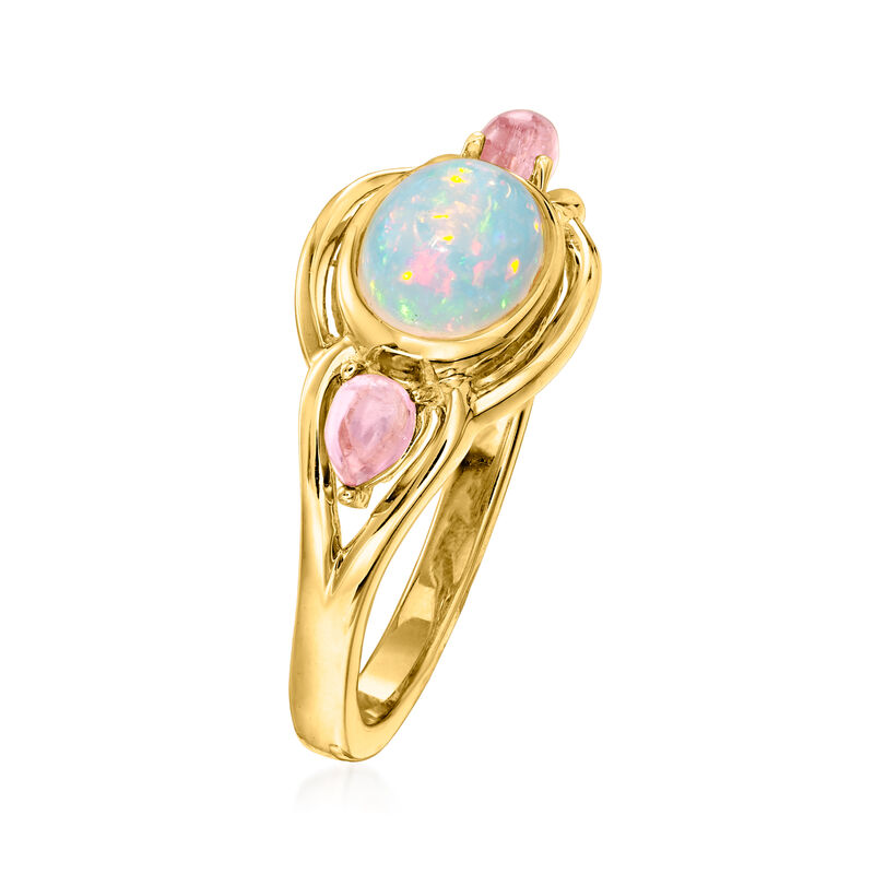 Ethiopian Opal and .40 ct. t.w. Pink Tourmaline Ring in 18kt Gold Over Sterling image number 2