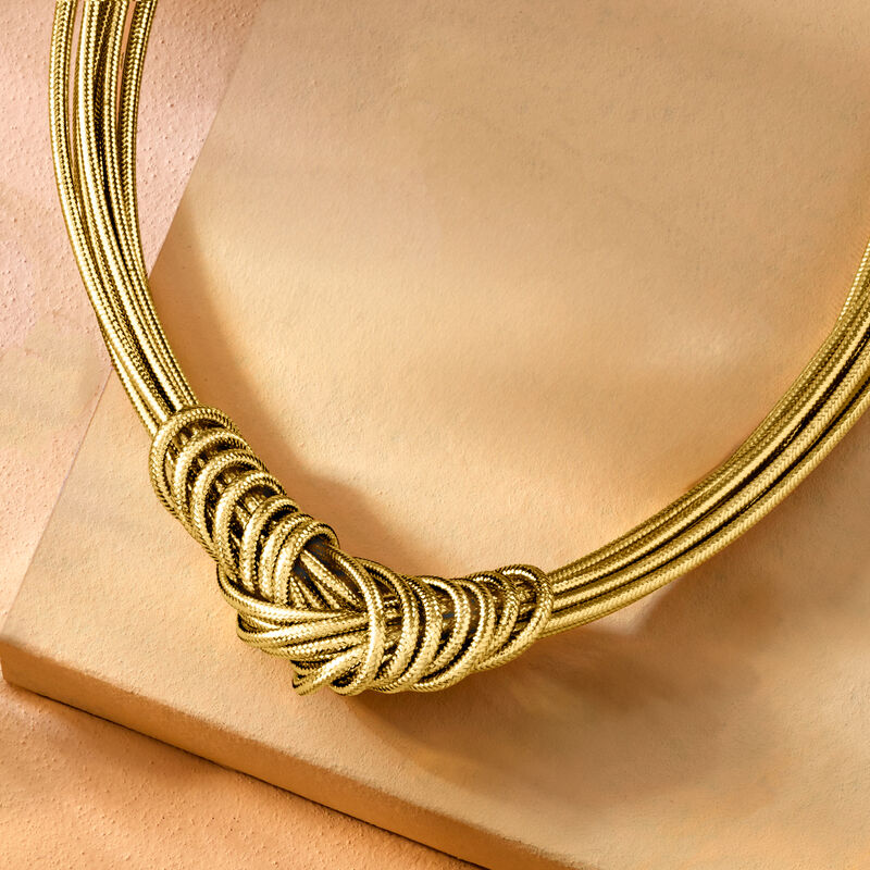 Italian Flex Knot Necklace with 18kt Gold Over Sterling Clasp. 20" image number 4