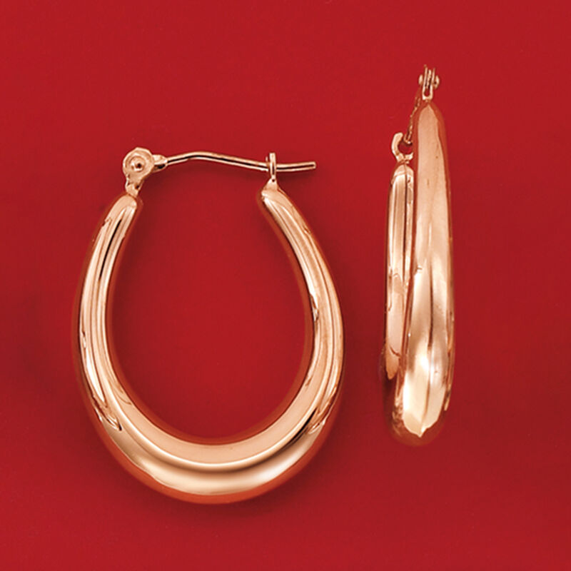14kt Rose Gold Oval Hoop Earrings  image number 1