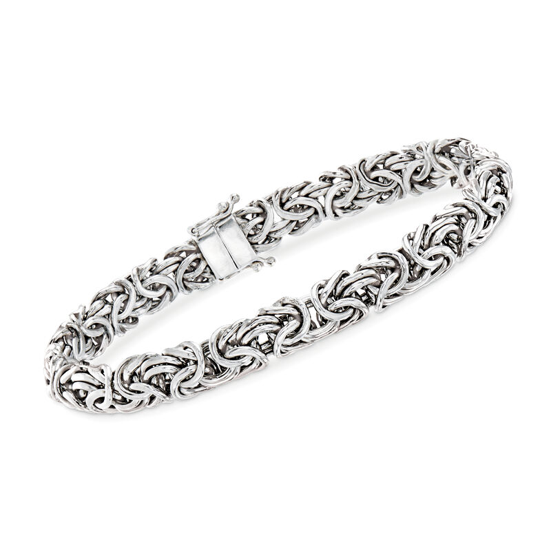 Sterling Silver Byzantine Bracelet with Magnetic Clasp. 7" image number 0