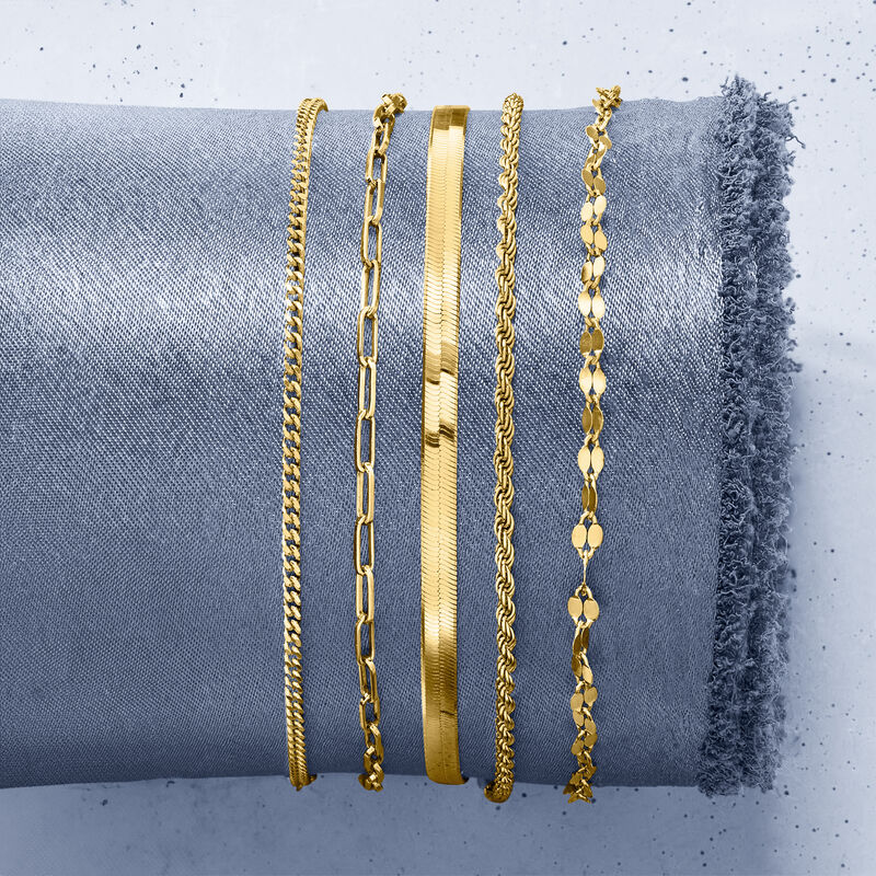 Italian 18kt Gold Over Sterling Jewelry Set: Five Chain Bracelets image number 7
