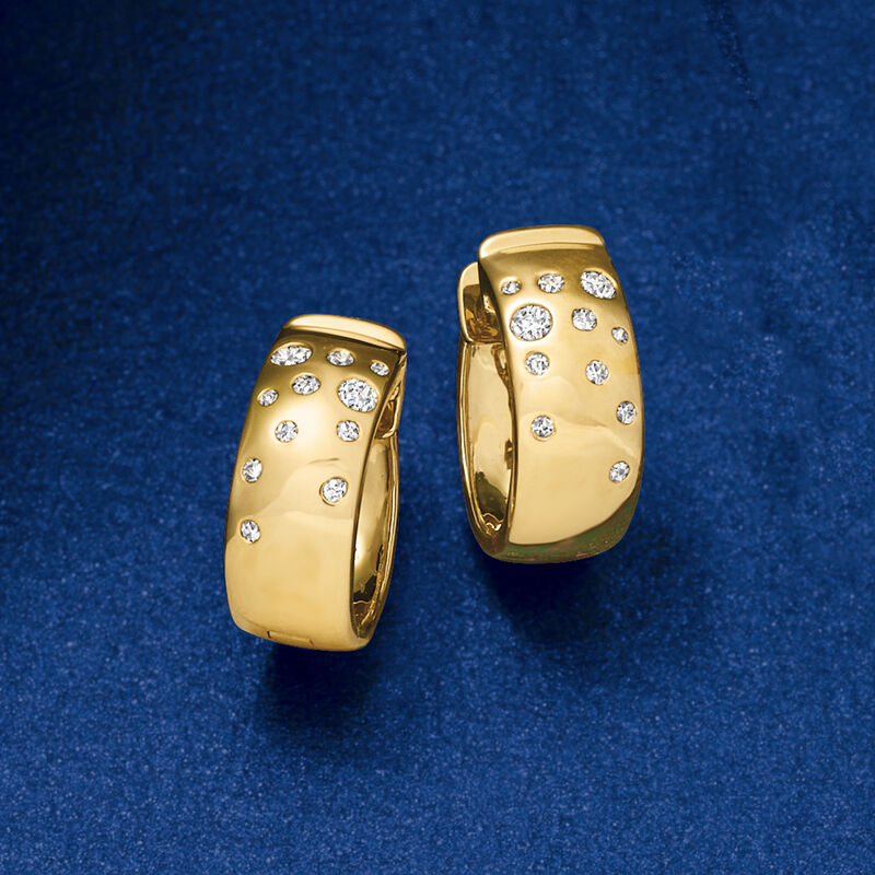 .20 ct. t.w. Scattered-Diamond Hoop Earrings in 18kt Yellow Gold. 1/2&quot; image number 2