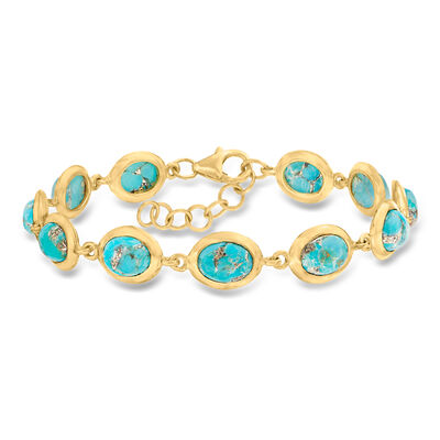Turquoise Bracelet in 18kt Gold Over Sterling