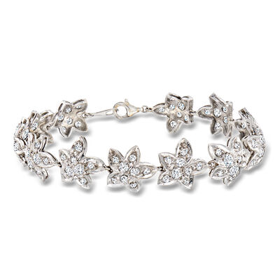 C. 1960 Vintage 4.50 ct. t.w. Diamond Flower-Link Bracelet in 18kt White Gold