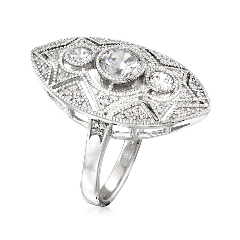 1.30 ct. t.w. CZ Trio Ring in Sterling Silver image number 2