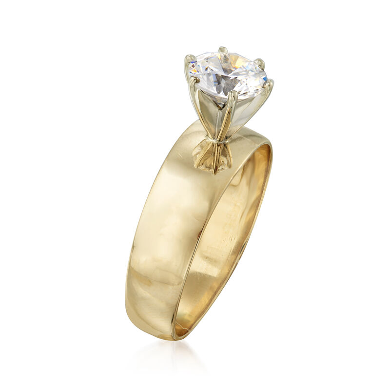 C. 1980 Vintage 1.00 Carat CZ Ring in 10kt Yellow Gold image number 2
