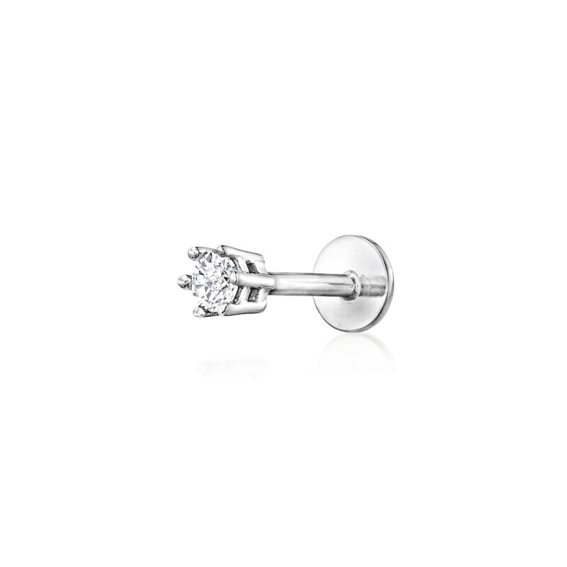 Diamond Single Flat-Back Stud Earring in Sterling Silver image number 0