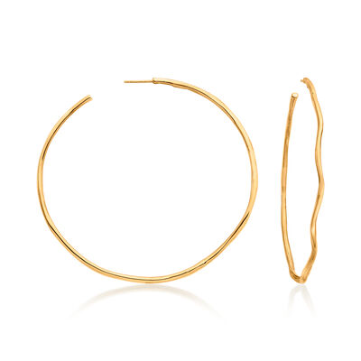 C. 2000 Vintage Ippolita 18kt Yellow Gold Wavy Hoop Earrings